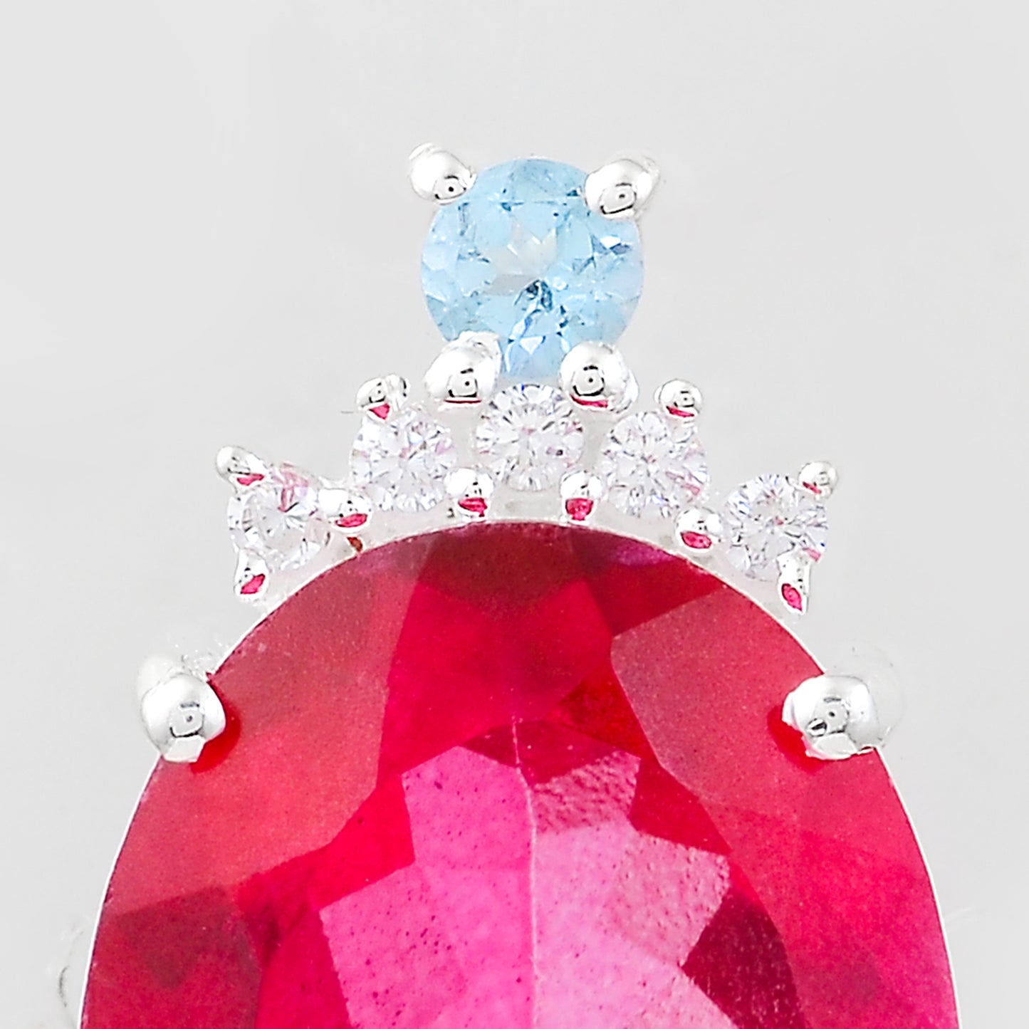 11.87 Ct Oval Pink Topaz, Cubic Zirconia 925 Sterling Silver Pendant