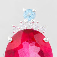 11.87 Ct Oval Pink Topaz, Cubic Zirconia 925 Sterling Silver Pendant