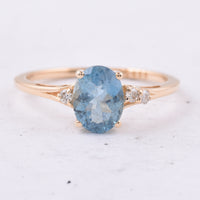 1.23 Ct Oval Natural Aquamarine 14K Gold Ring