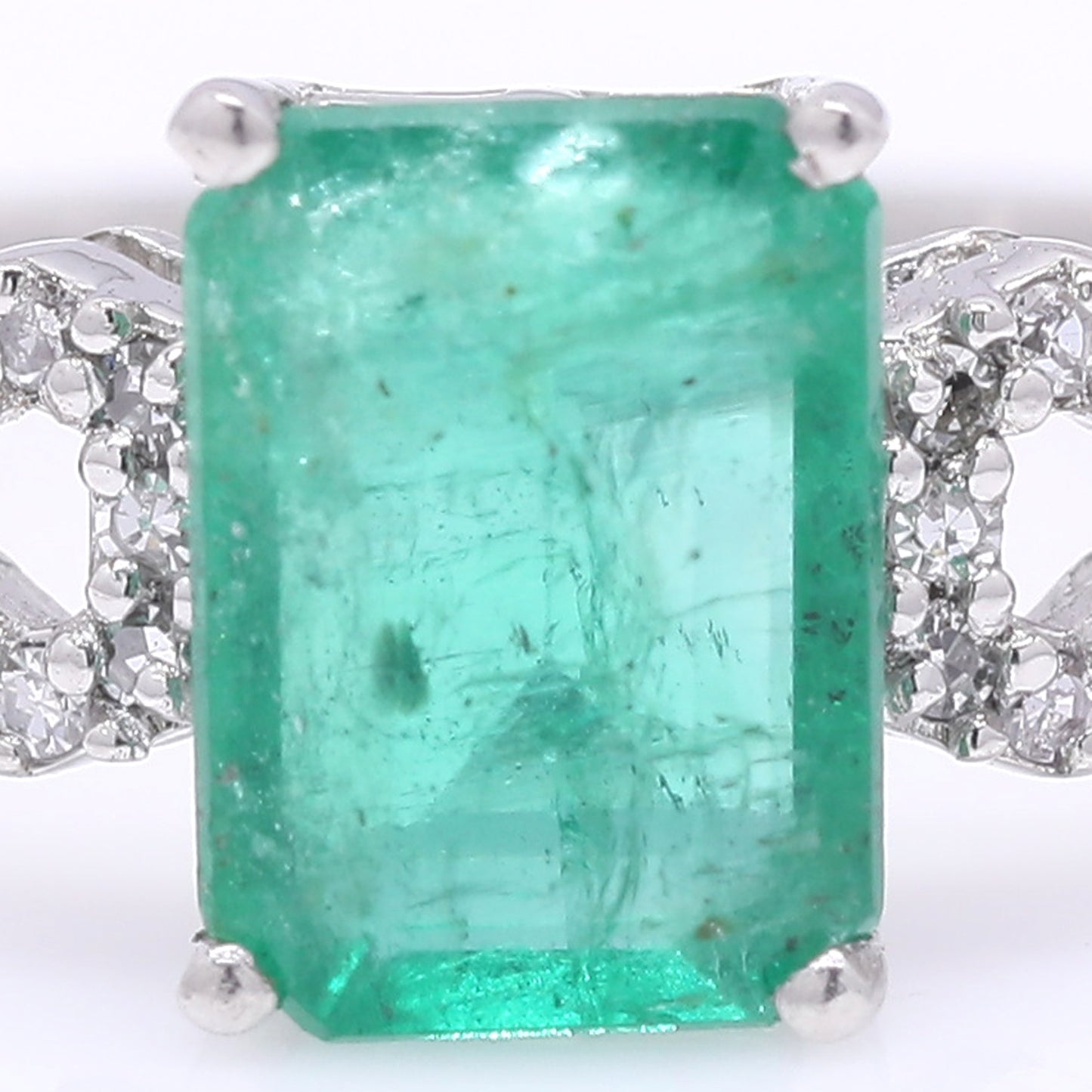1.23 Ct Octagon Step Cut Natural Emerald 950 Platinum Ring