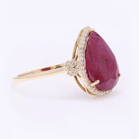 4.43 Ct Pear Mixed Cut Natural Ruby 14K Gold Ring