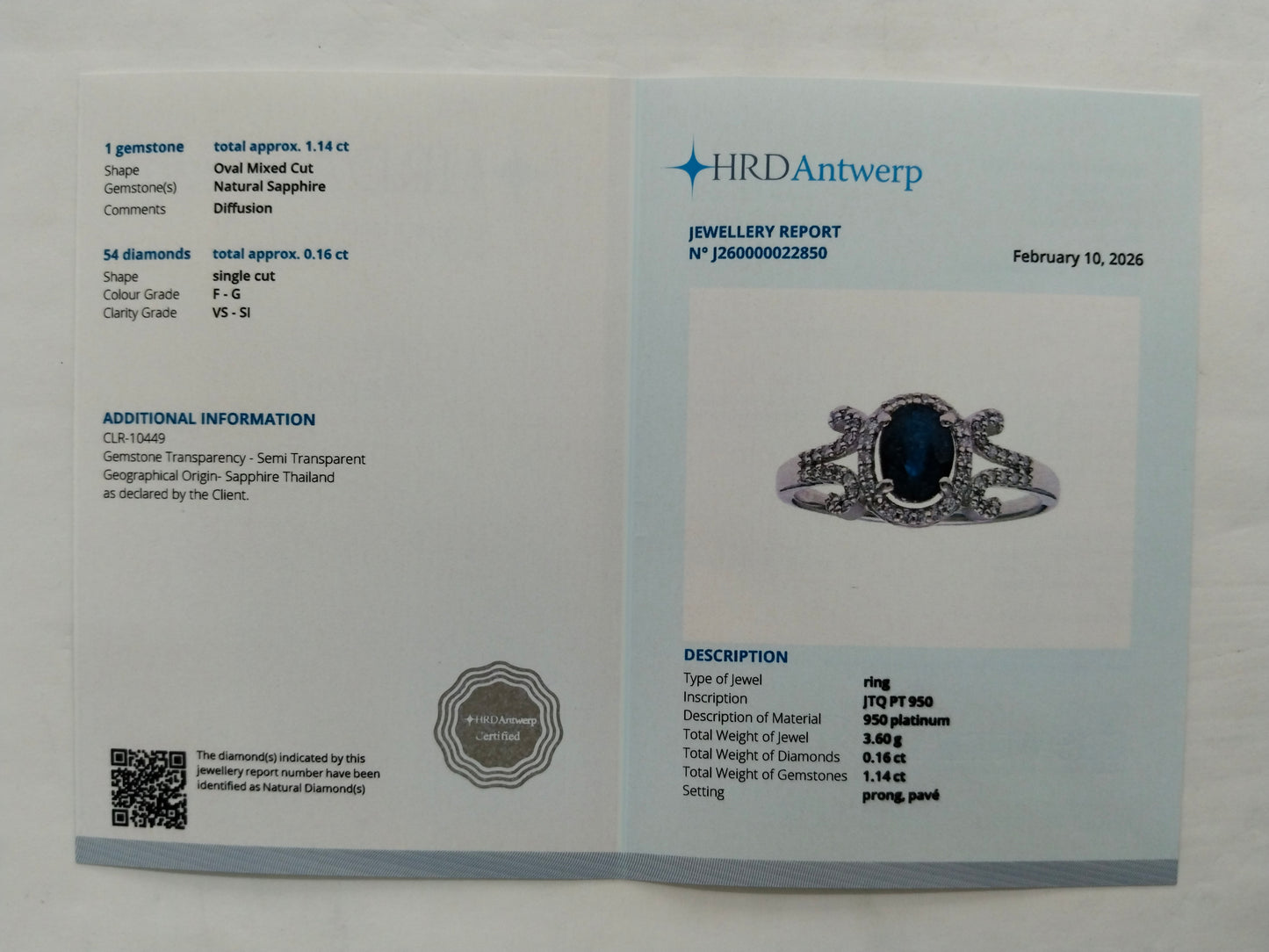 1.30 Ct Oval Mixed Cut Natural Sapphire 950 Platinum Ring