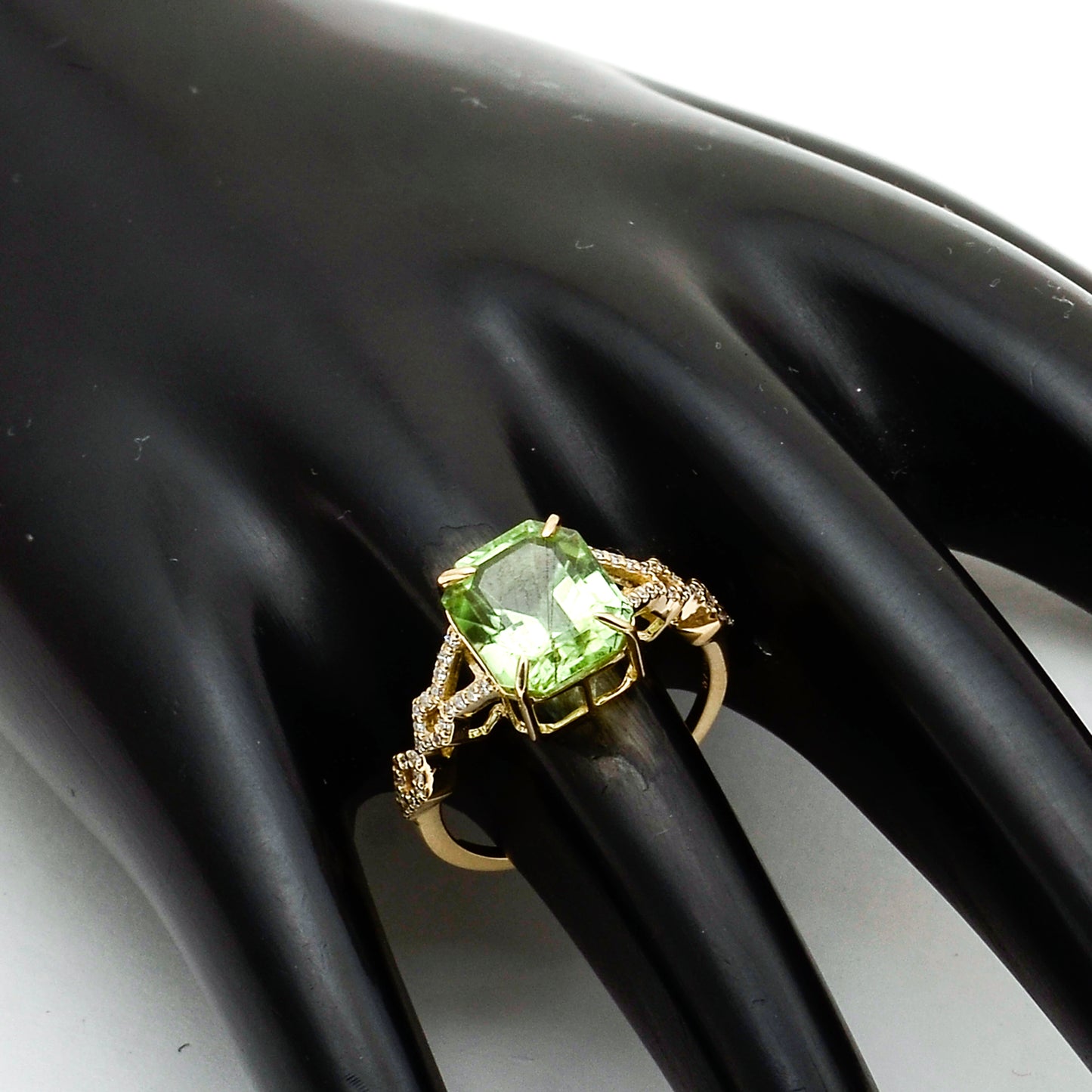 4.29 Ct Octagon Natural Eridot 14K Gold Ring