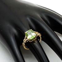 4.29 Ct Octagon Natural Eridot 14K Gold Ring