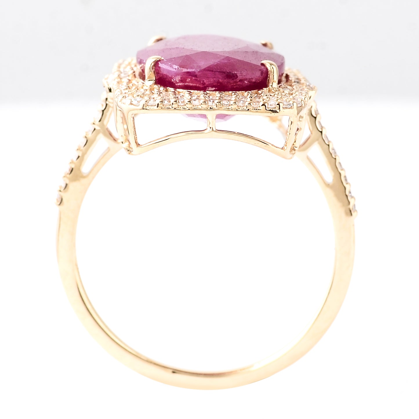 6.98 Ct Oval Mixed Cut Natural Corundum Ruby 14K Gold Ring