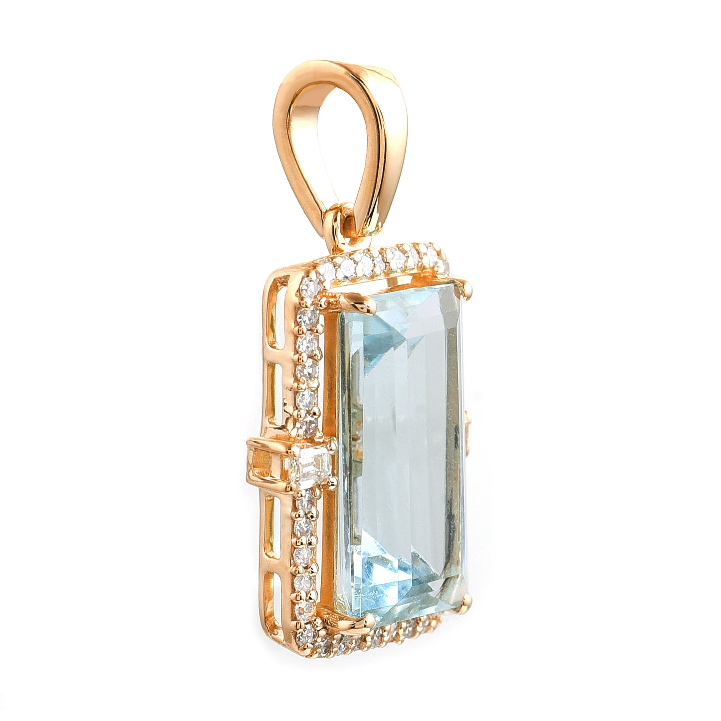 2.45 Ct Octagon Aquamarine 14K Gold Pendant