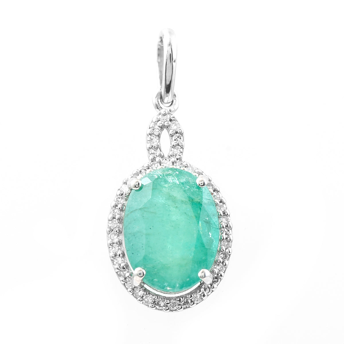 2.40 Ct Oval Mixed Cut Natural Emerald 950 Platinum Pendant