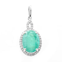 2.40 Ct Oval Mixed Cut Natural Emerald 950 Platinum Pendant
