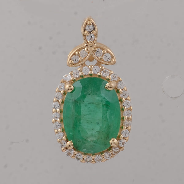 1.47 Ct Oval Emerald 9K Gold Pendant
