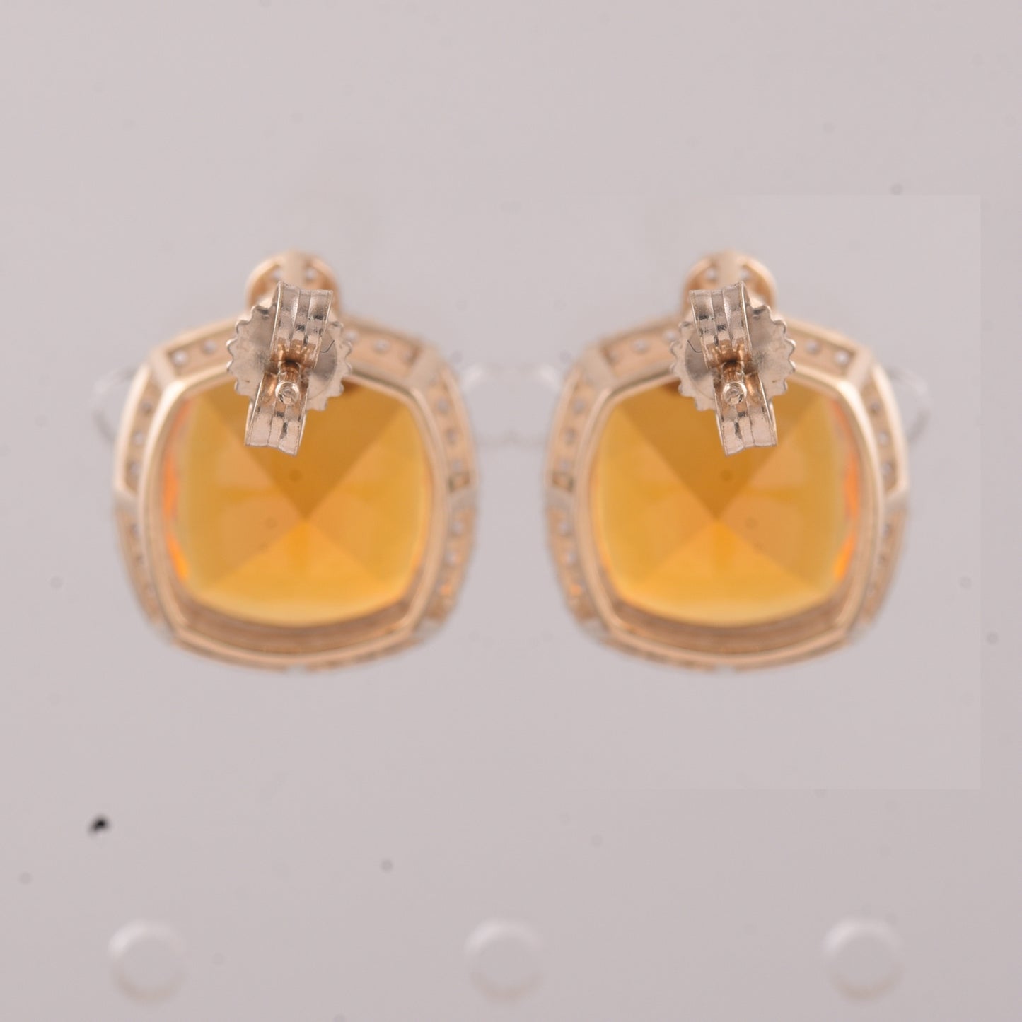5.79 Ct Cushion Br.Opal 9K Gold Earrings