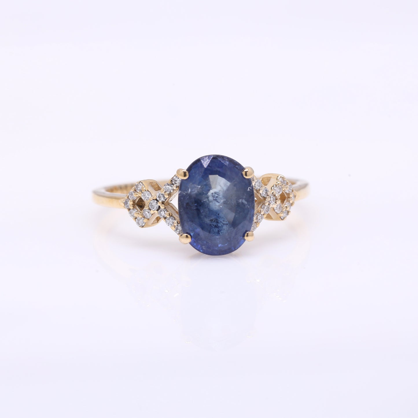 2.44 Ct Oval Mixed Cut Natural Sapphire 14K Gold Ring