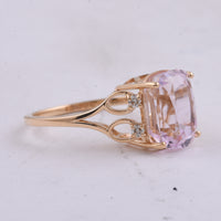 5.48 Ct Cushion Natural Kunzite 14K Gold Ring