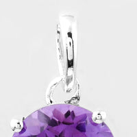2.43 Ct Round Amethyst, 925 Sterling Silver Pendant