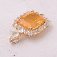 4.14 Ct Cushion Fire Opal 9K Gold Pendant