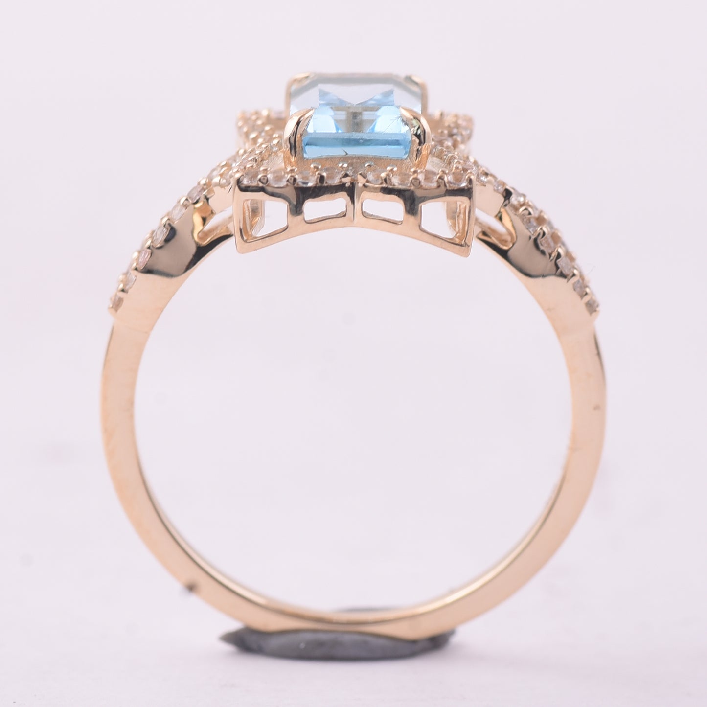 1.67 Ct Octagon Blue Topaz 9K Gold Ring