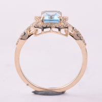 1.67 Ct Octagon Blue Topaz 9K Gold Ring