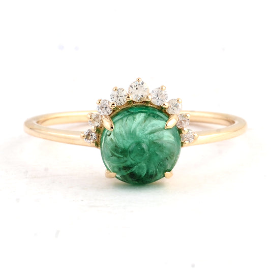 1.47 Ct Round Emerald 14K Gold Ring