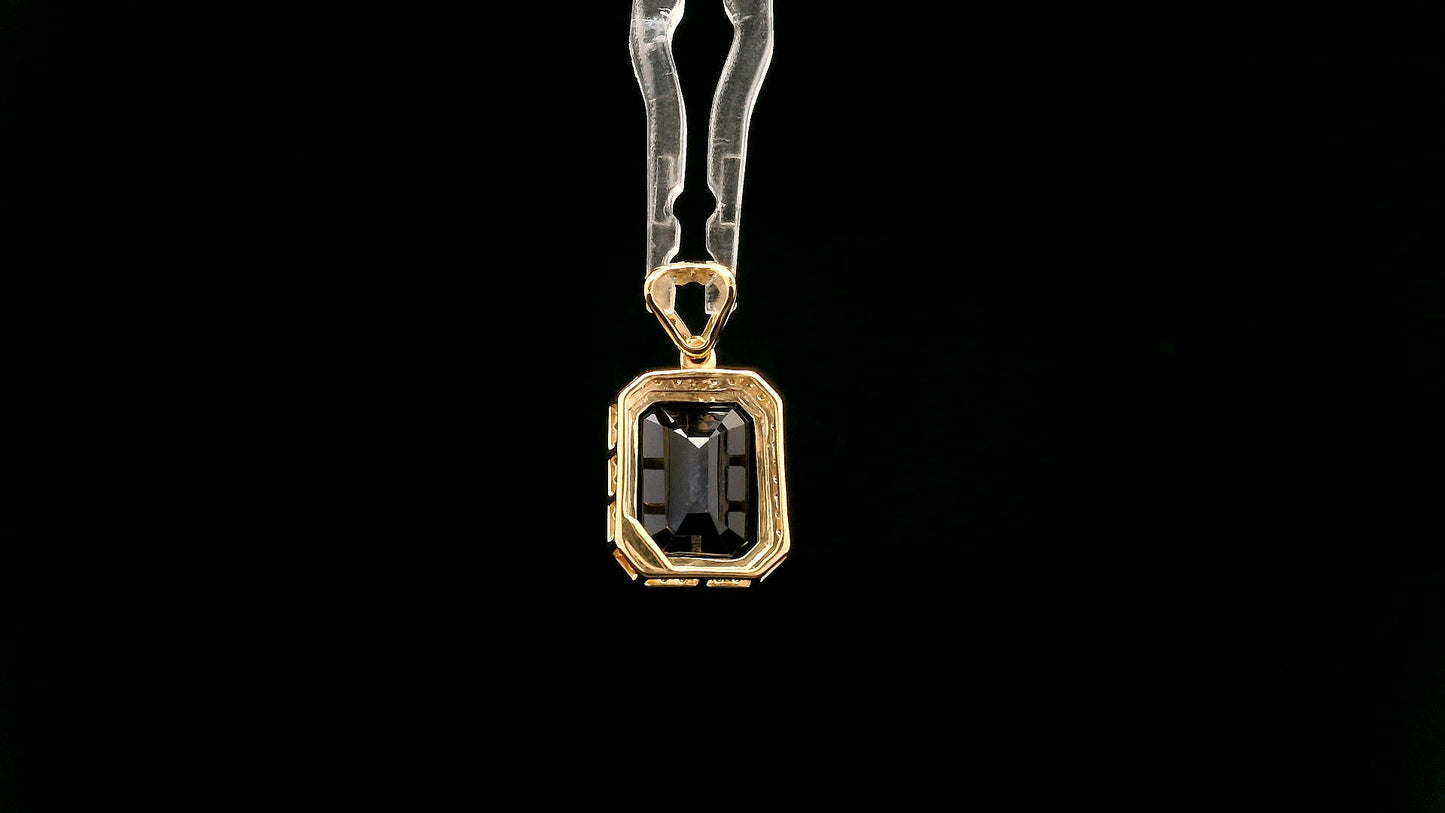 3.75 Ct Octagon Natural Sapphire 14K Gold Pendant