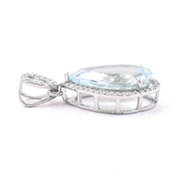 3.52 Ct Pear Mixed Cut Natural Aquamarine 950 Platinum Pendant