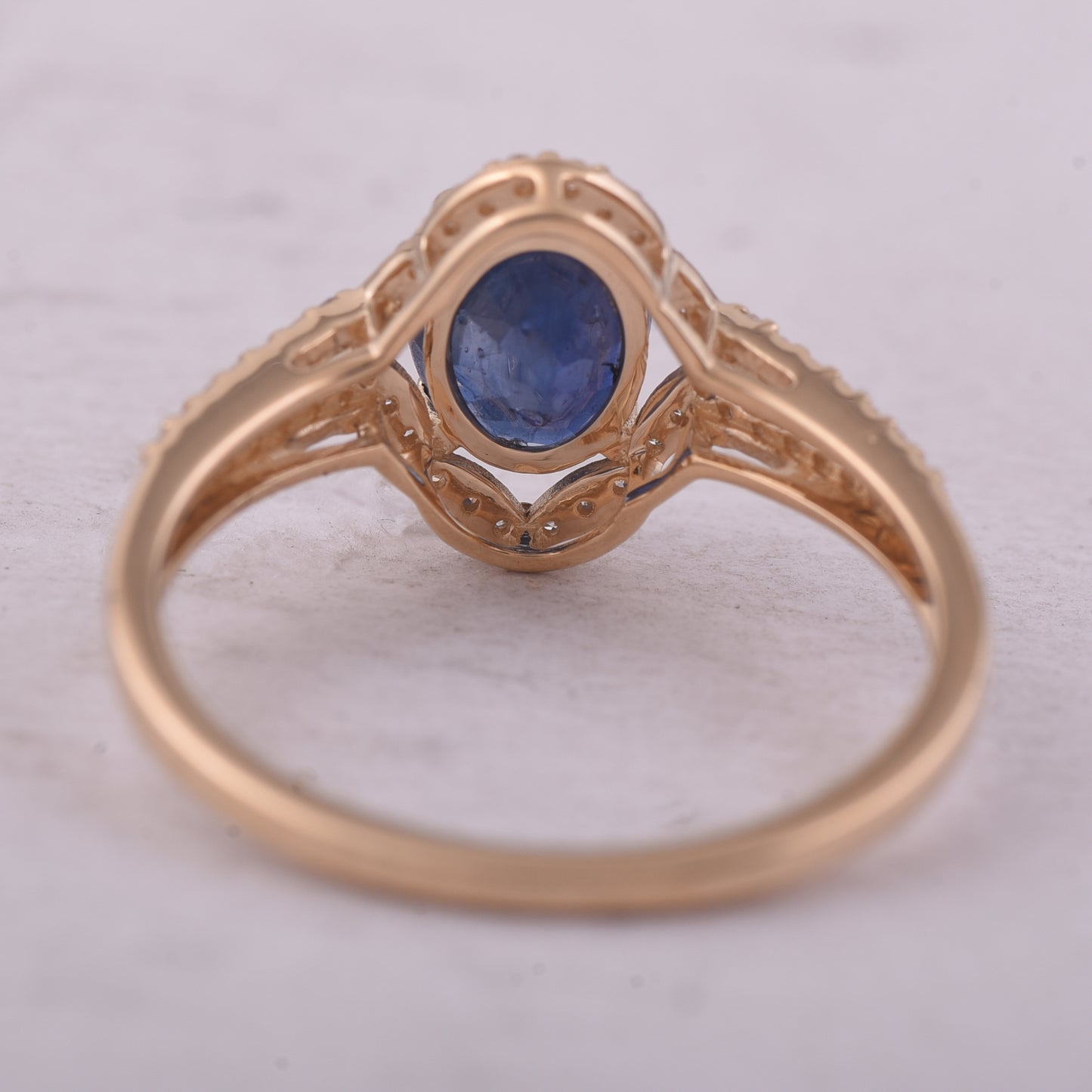 1.61 Ct Oval Mixed Cut Natural Sapphire 14K Gold Ring