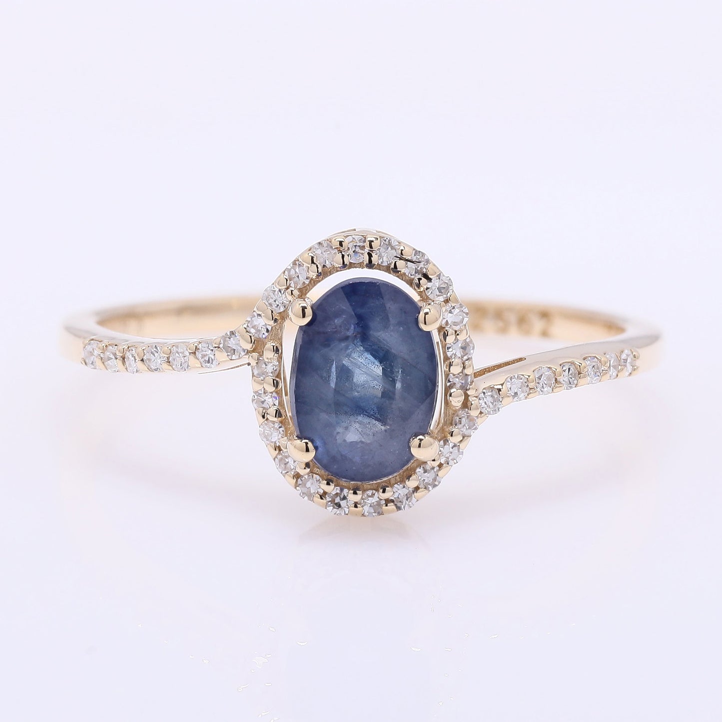 1.15 Ct Oval Mixed Cut Natural Sapphire 14K Gold Ring