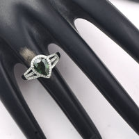 1.71 Ct Pear Mixed Cut Natural Green Sapphire 950 Platinum Ring