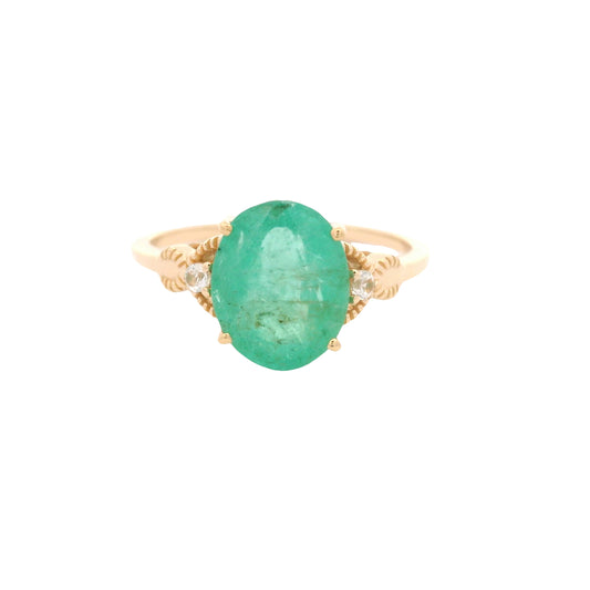 2.45 Ct Oval Emerald 14K Gold Ring