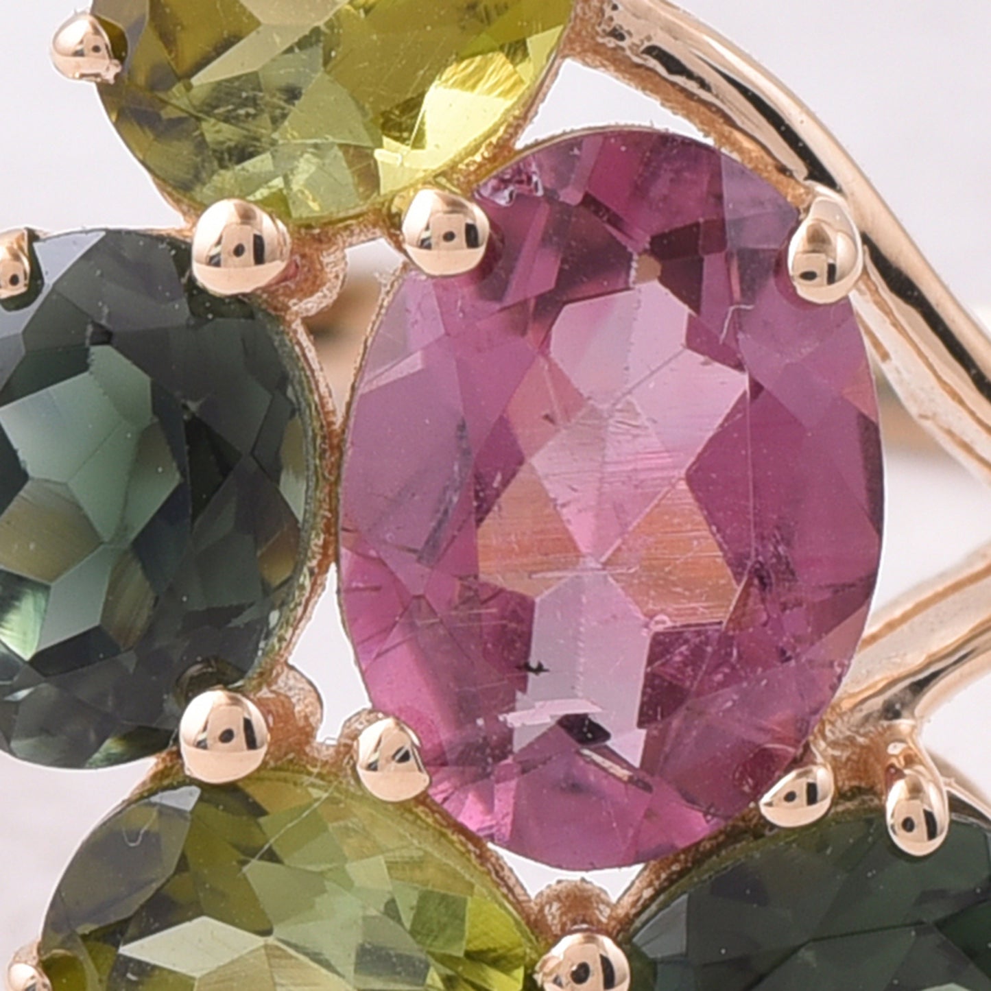 2.22 Ct Oval Natural Multi-Coloured Tourmaline 14K Gold Ring