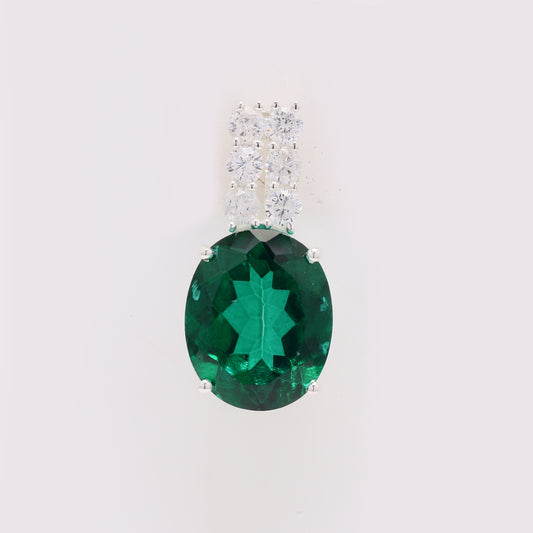 6.17 Ct Oval Green Topaz 925 Silver Pendant