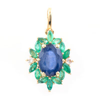 2.51 Ct Oval Mixed Cut Natural Sapphire 14K Gold Pendant