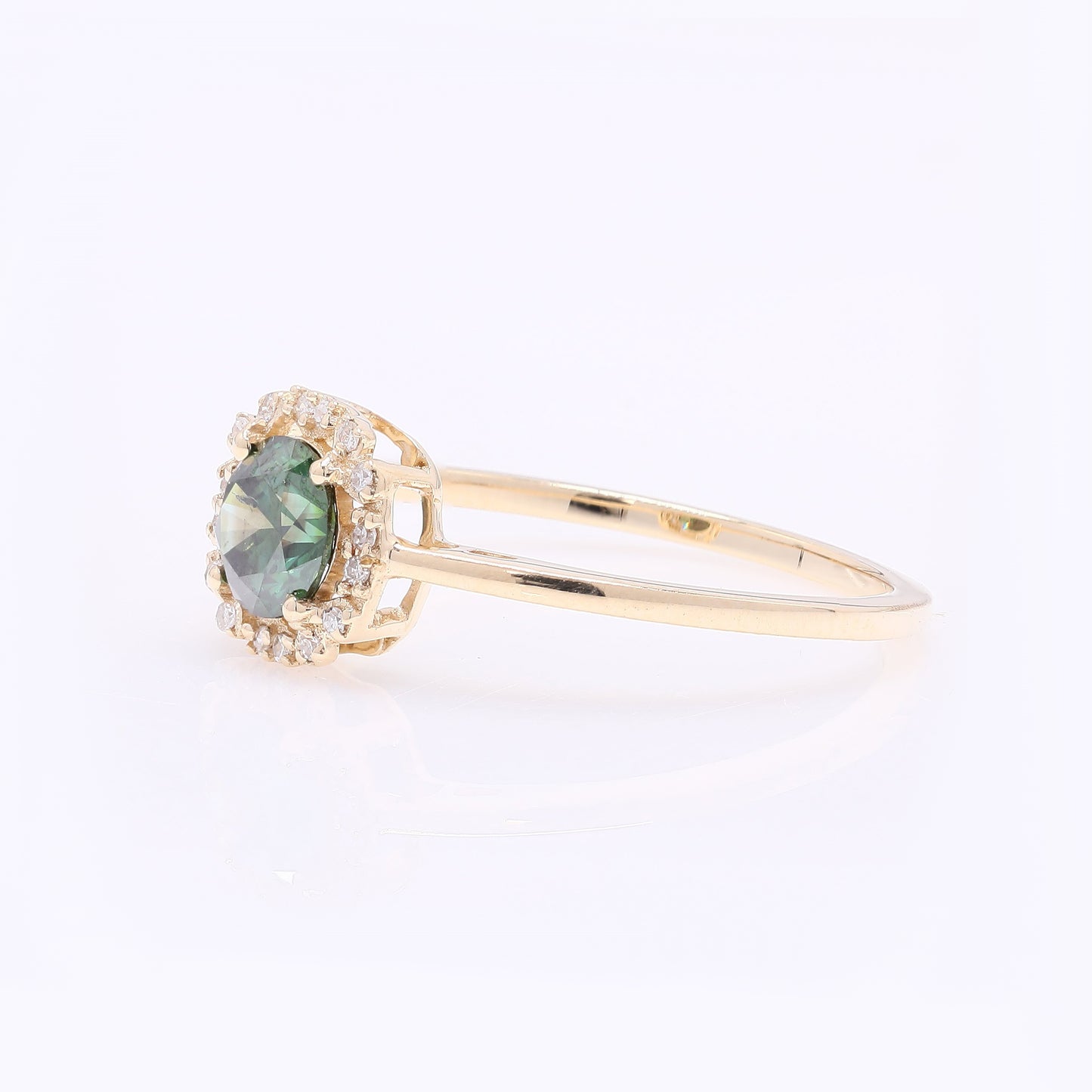 0.65 Ct Round Green Diamond 14K Gold Ring