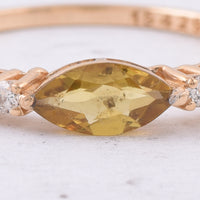 0.56 Ct Marquise Natural Yellow Tourmaline 14K Gold Ring