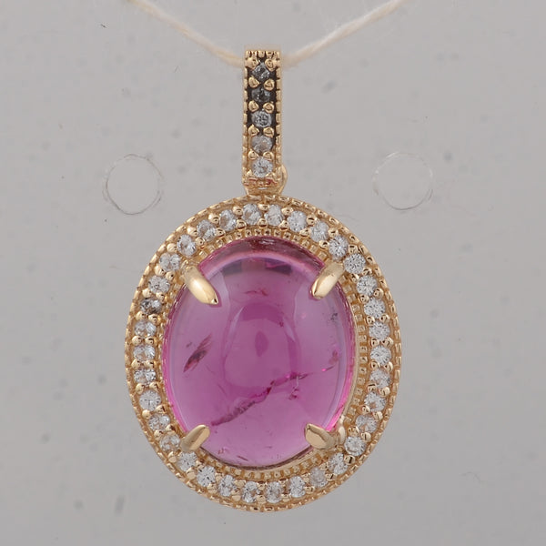 3.25 Ct Oval Tourmaline 9K Gold Pendant