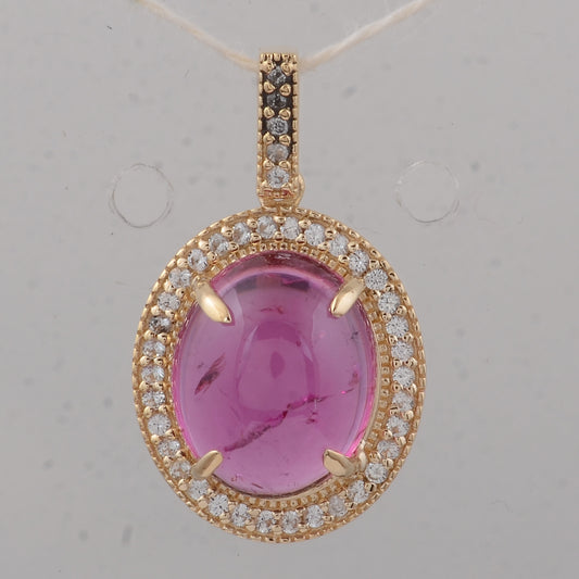 3.25 Ct Oval Tourmaline 9K Gold Pendant