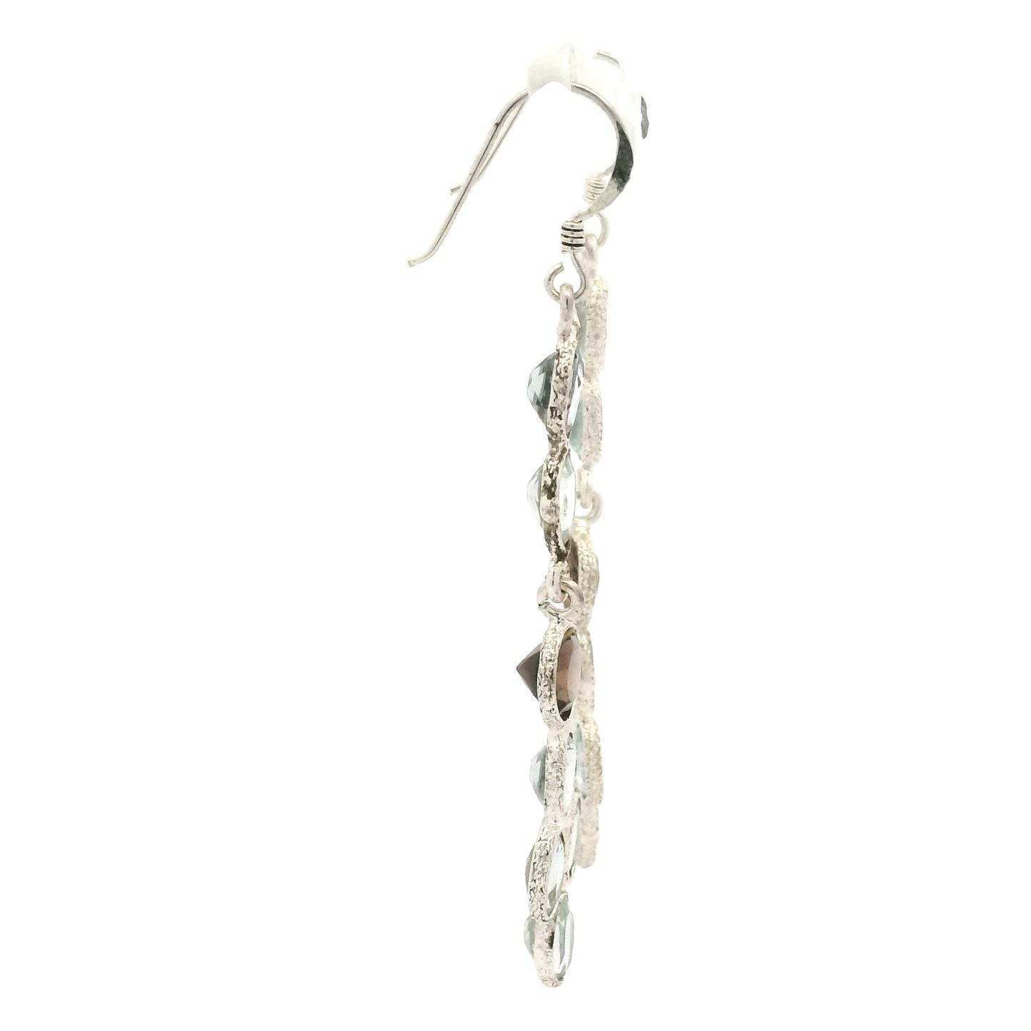8.00 Ct Smoky Quartz, Blue Topaz 925 Sterling Silver Earrings