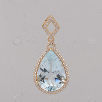 3.64 Ct Pear Aquamarine 9K Gold Pendant