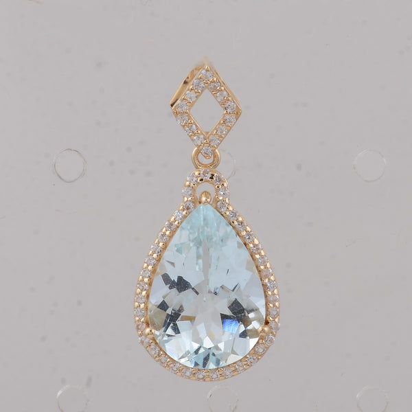 3.64 Ct Pear Aquamarine 9K Gold Pendant