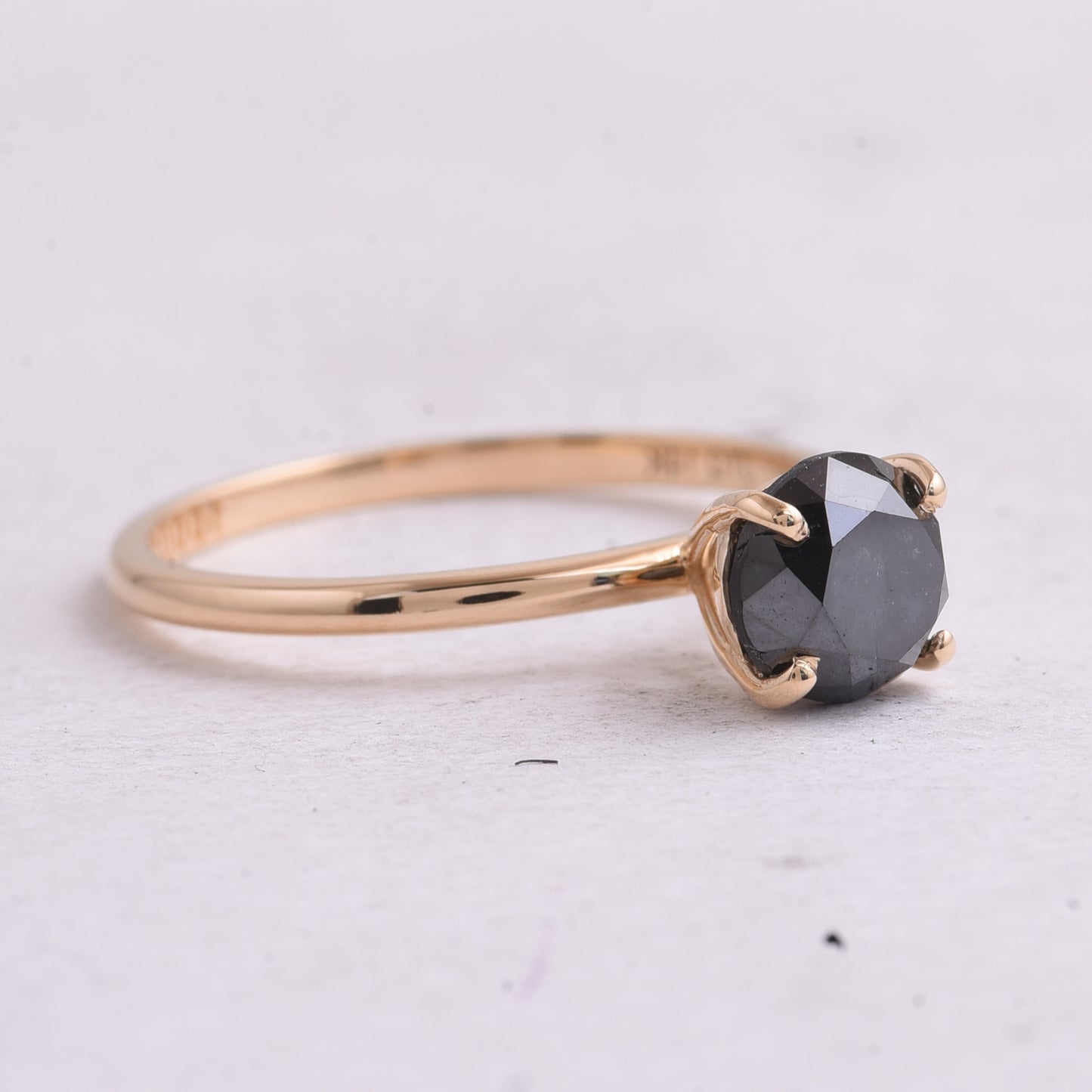 1.46 Ct Round Black Diamond 14K Gold Ring