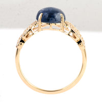 3.72 Ct Oval Cabochon Natural Corundum Sapphire 14K Gold Ring