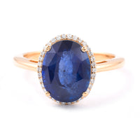 5.37 Ct Oval Blue Sapphire 18K Gold Ring