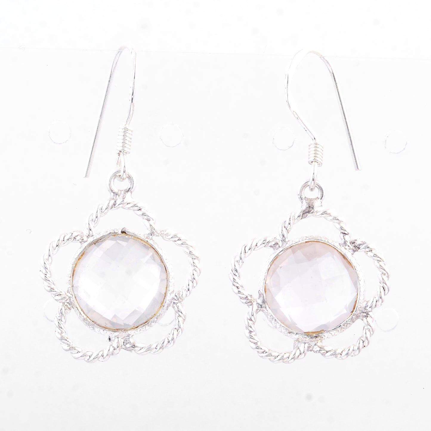 7.75 Ct Rose Quartz 925 Sterling Silver Earrings