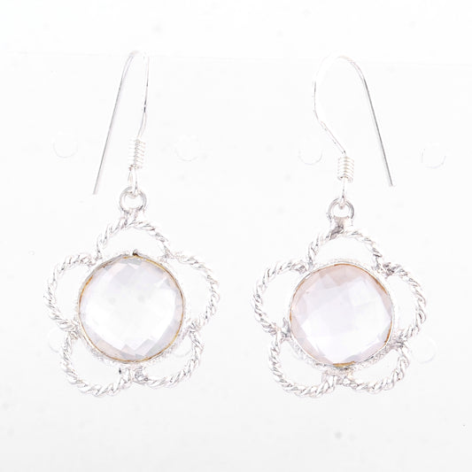 7.75 Ct Rose Quartz 925 Sterling Silver Earrings