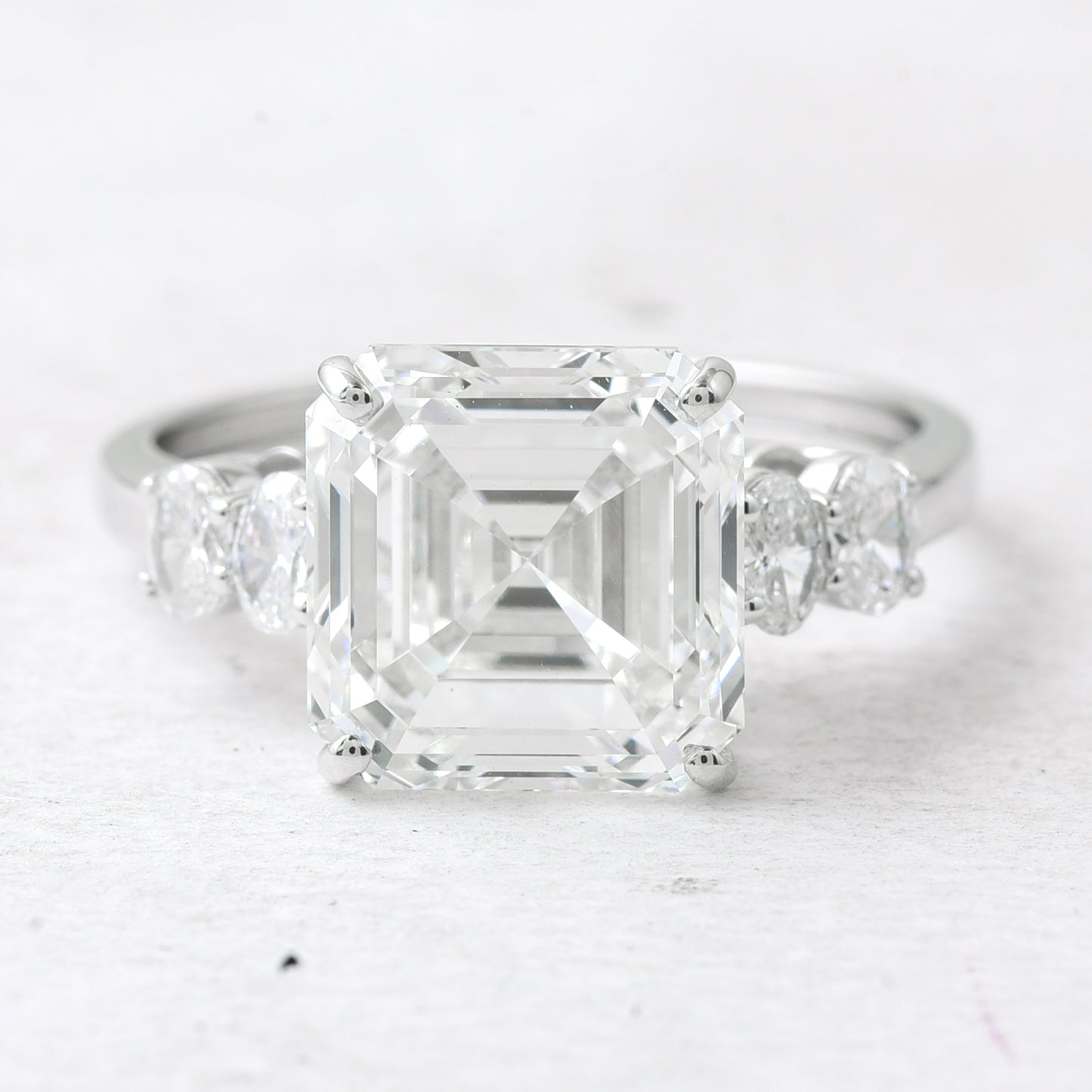 5.49 Ct Asscher Lab Grown Diamond 14K Gold Ring