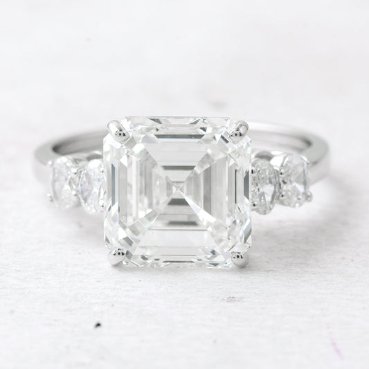 5.49 Ct Asscher Lab Grown Diamond 14K Gold Ring