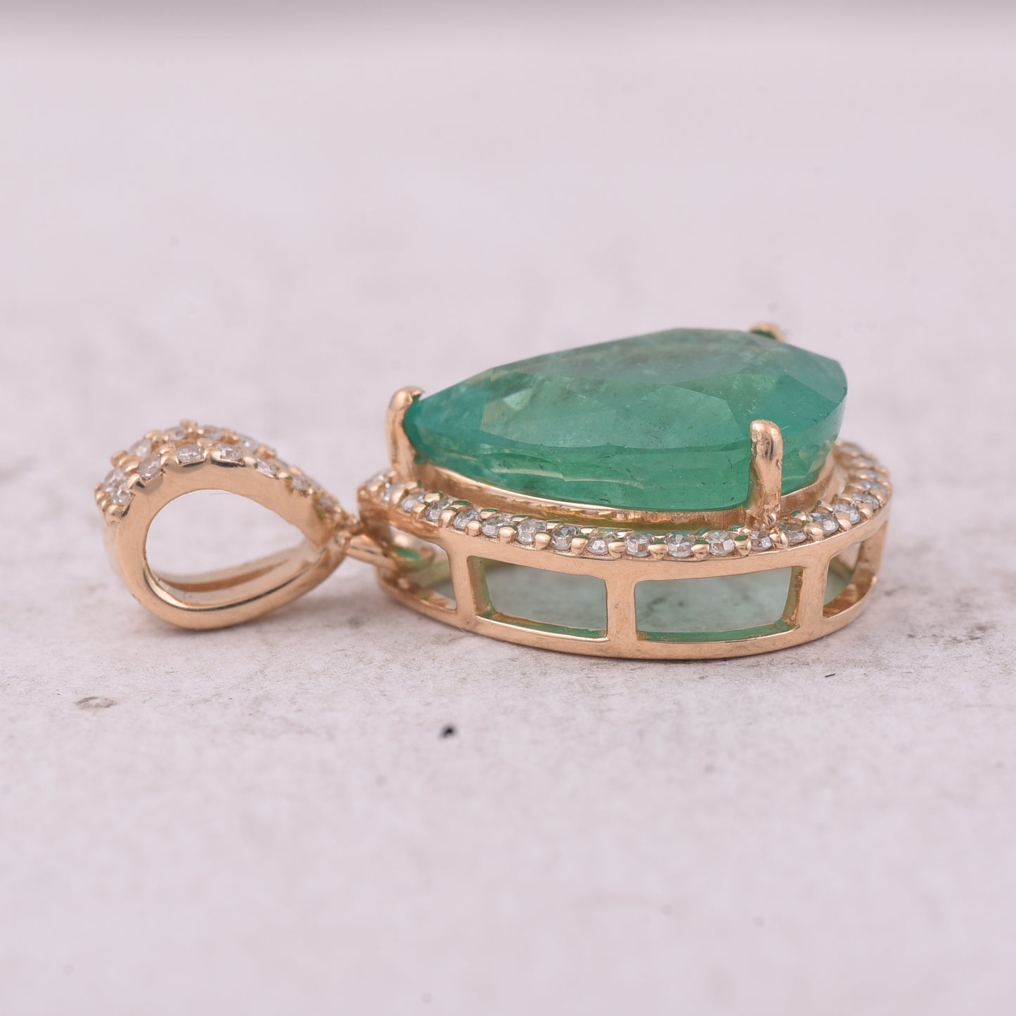 4.28 Ct Pear Emerald 14K Gold Pendant