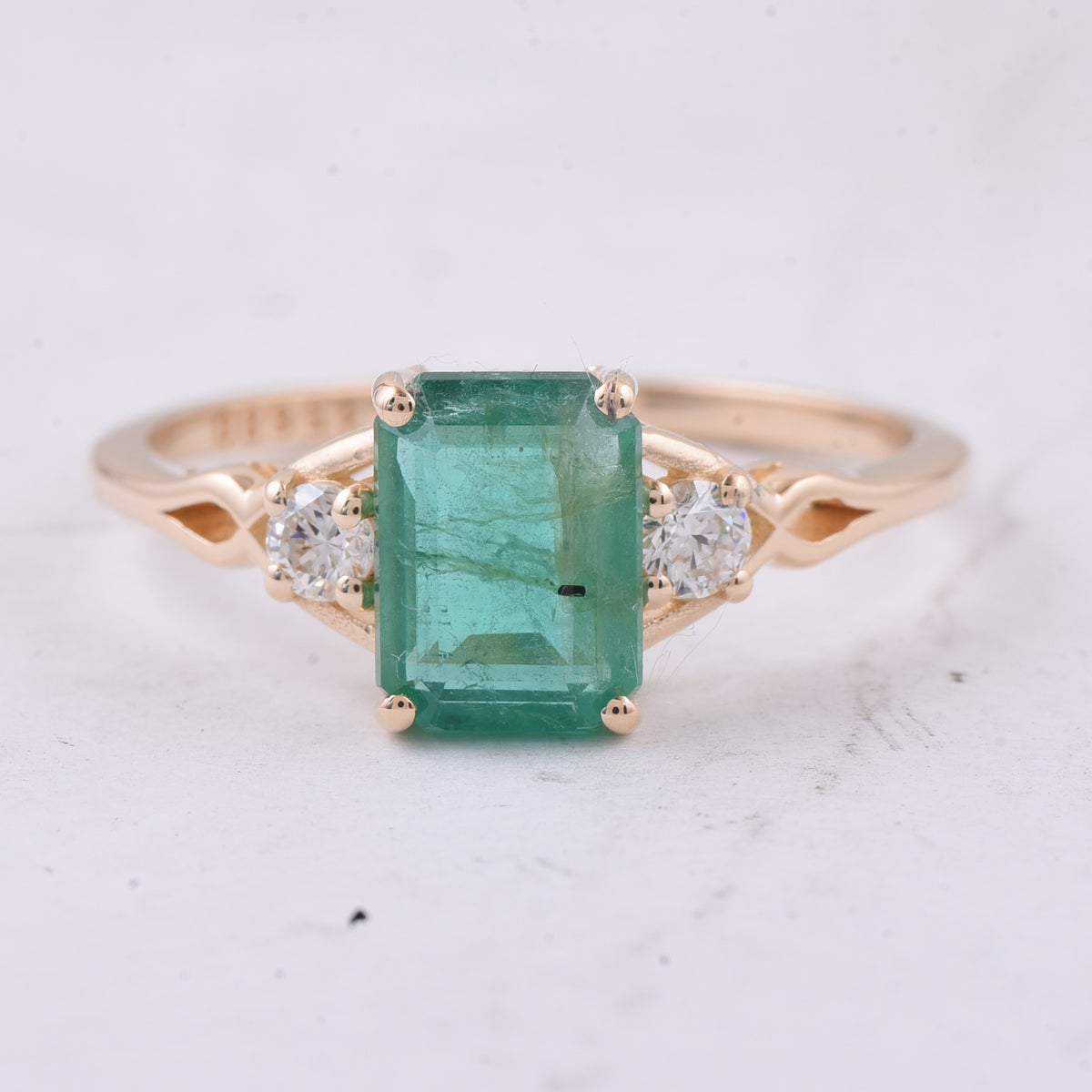 1.80 Ct Octagon Step Cut Natural Emerald 14K Gold Ring