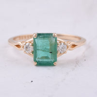 1.80 Ct Octagon Step Cut Natural Emerald 14K Gold Ring