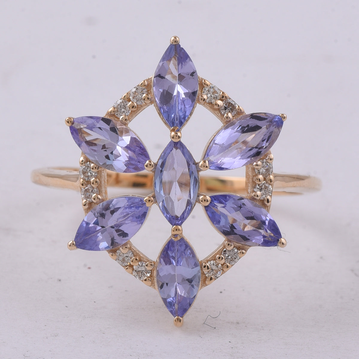 1.58 Ct Marquise Natural Tanzanite 14K Gold Ring