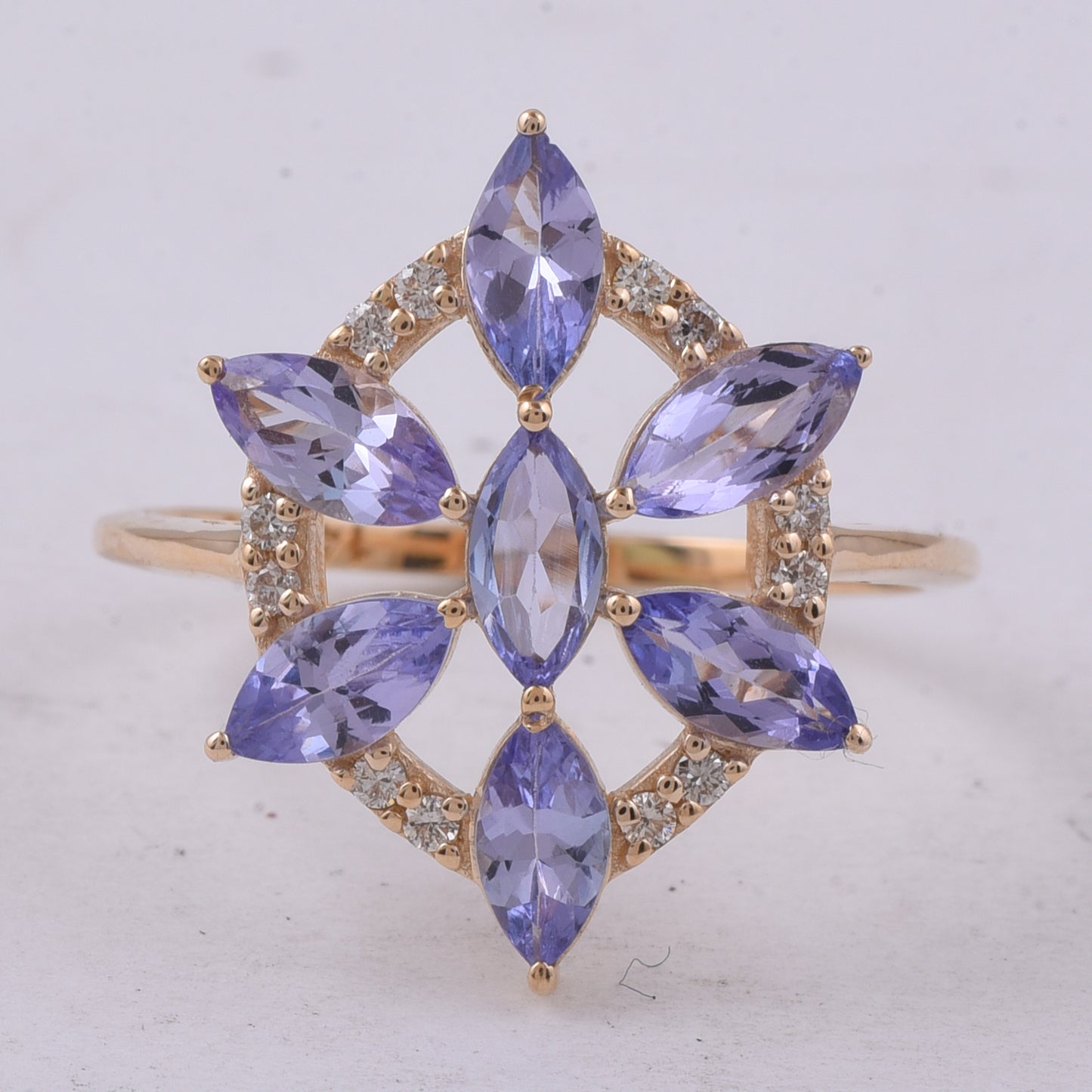 1.58 Ct Marquise Natural Tanzanite 14K Gold Ring