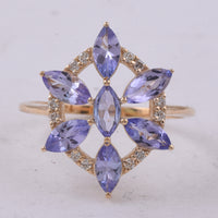 1.58 Ct Marquise Natural Tanzanite 14K Gold Ring
